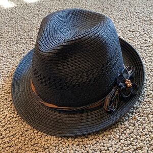 NWOT Lightweight Black Fedora with Flower Band